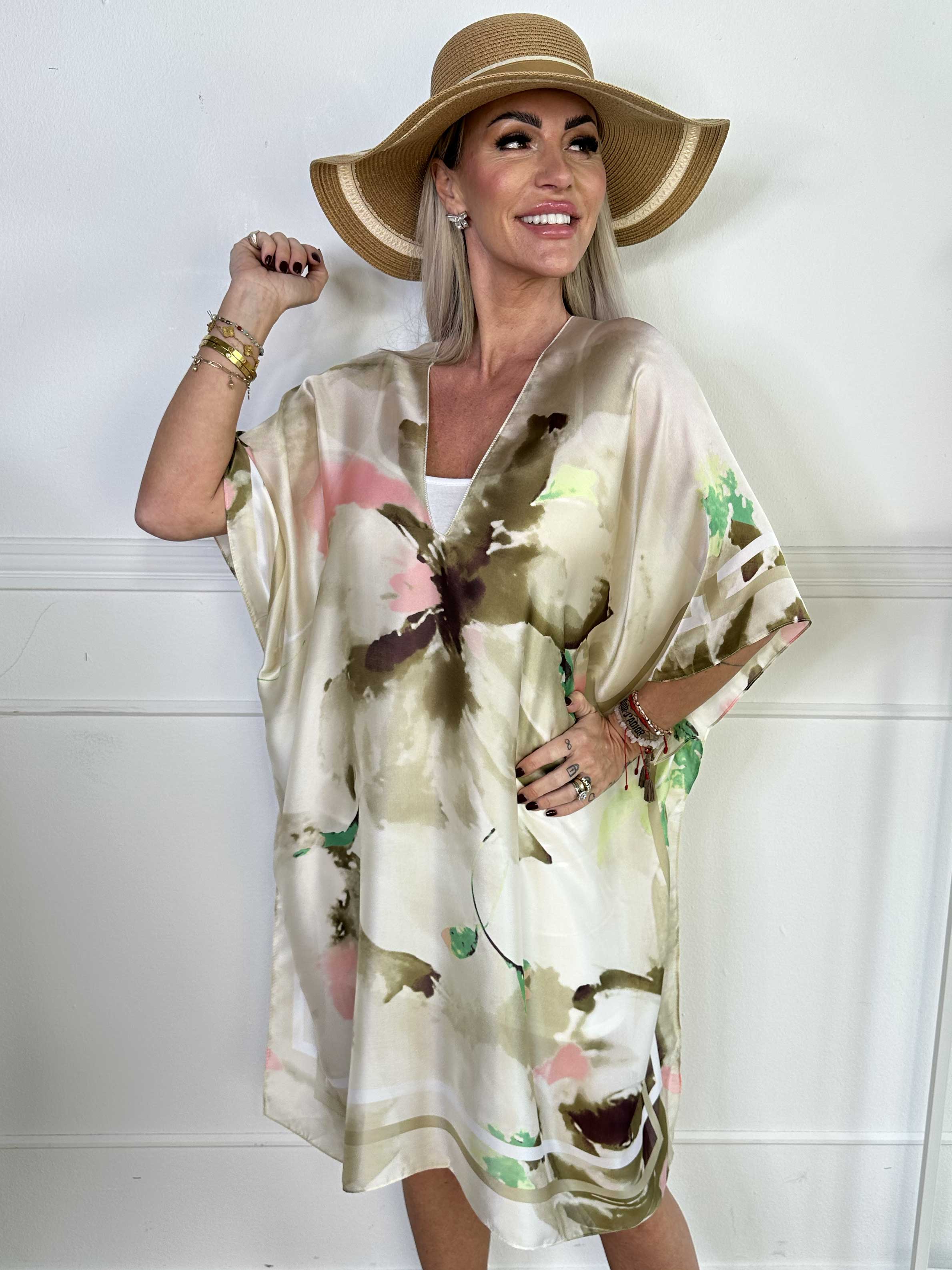 Maggie - Mångfärgad tunika i mjuk viskos och siden